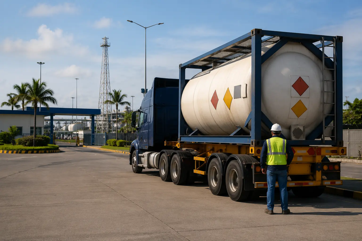 Unidad señalizada para transporte de carga peligrosa IMO en Lázaro Cárdenas