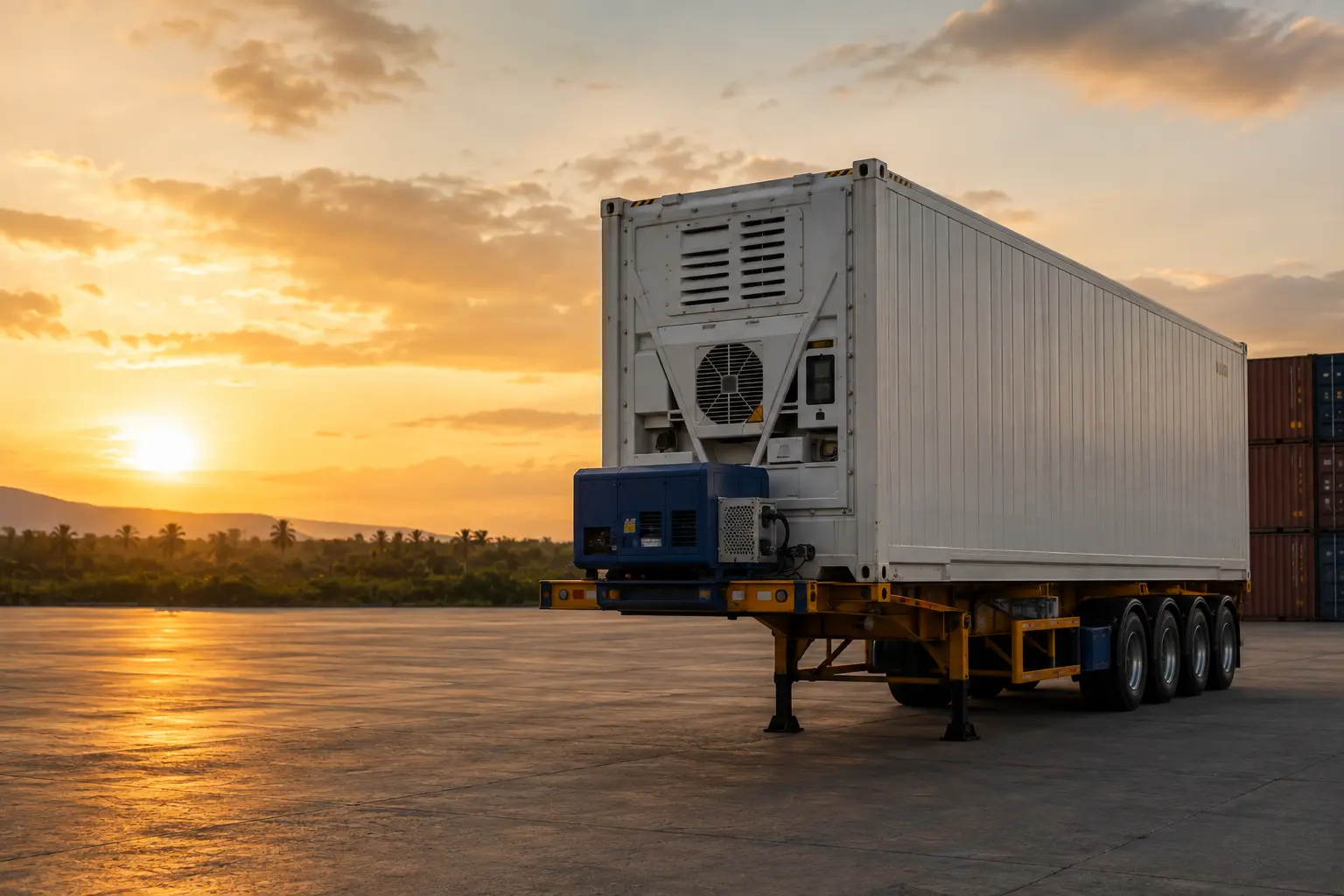 Contenedor refrigerado con moto generador en traslado desde Lázaro Cárdenas